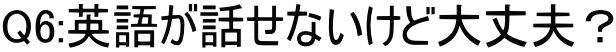 Q6:英語が話せないけど大丈夫？